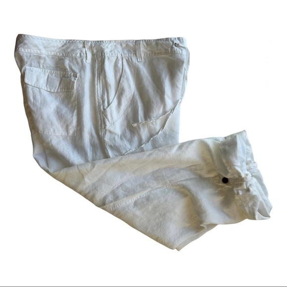Caribbean Joe Linen White Cropped Pants Size 16 - Picture 1 of 8